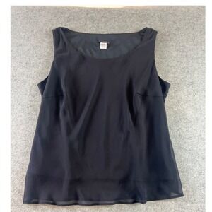 MSK‎ Women Black Sleeveless Chiffon Layered Scoop Neck Blouse Top Plus Size 3X
